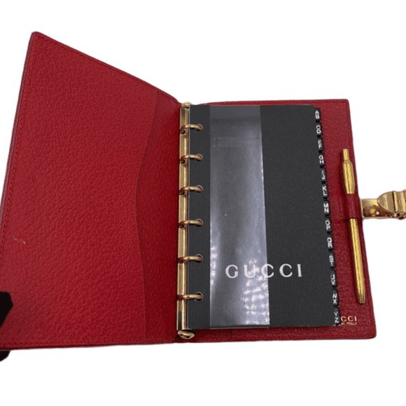 Authentic Gucci Red 6-ring Agenda Planner - Picture 1 of 15